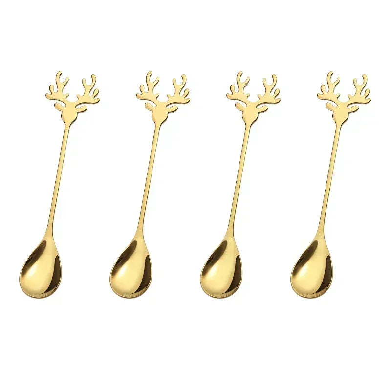 4pcs Christmas  Stainless Coffee Spoon