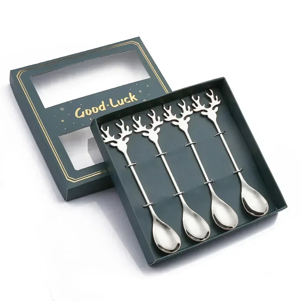 4pcs Christmas  Stainless Coffee Spoon