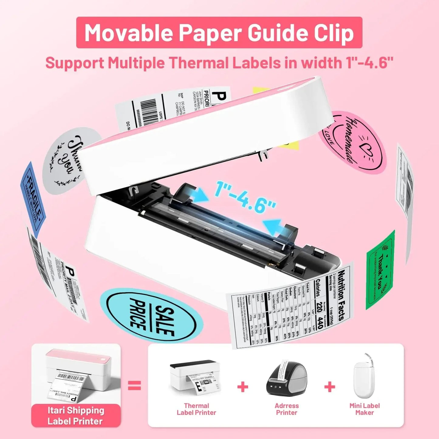 Bluetooth Thermal Label Printer Wireless - Compatible with iPhone Android Mac Window