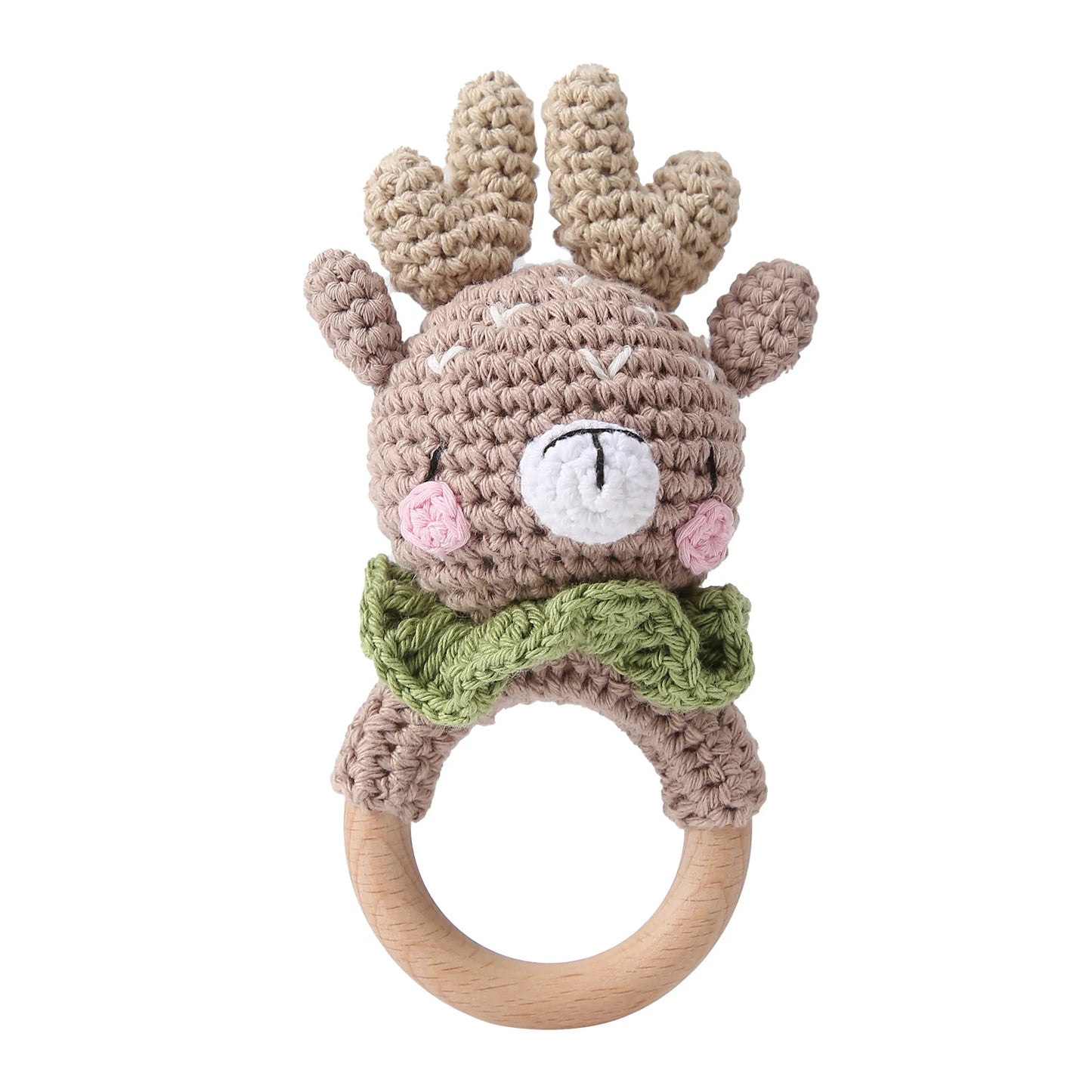 Baby Crochet Rattle Wooden Teether