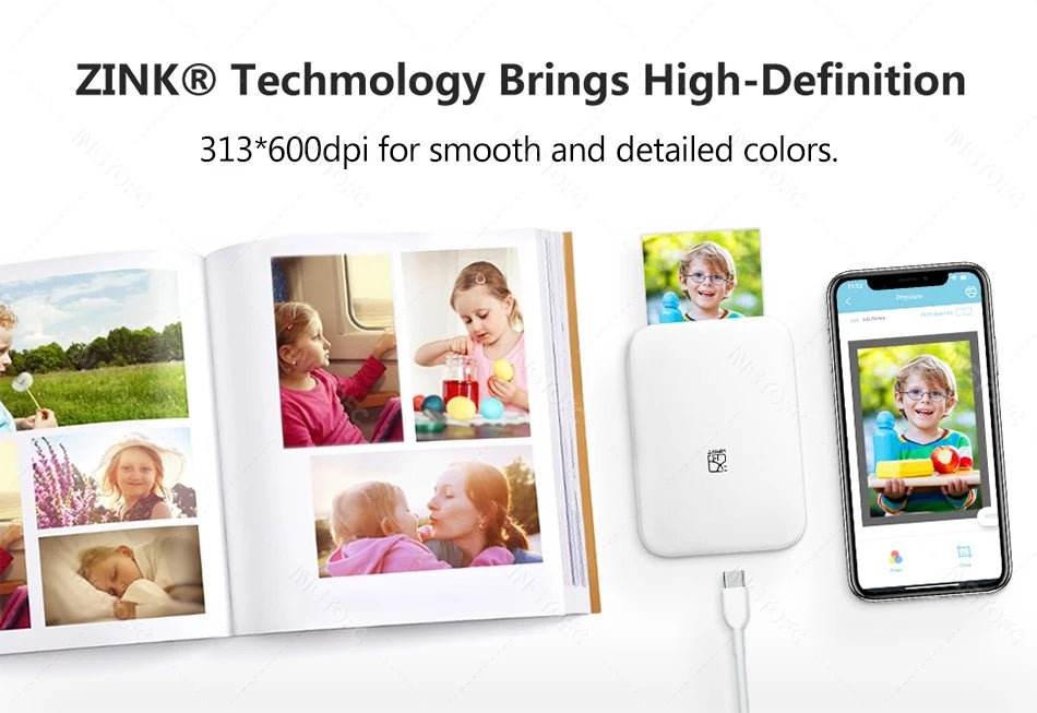 Pocket-Sized Bluetooth 2x3 Sticky-Backed Photo Printer