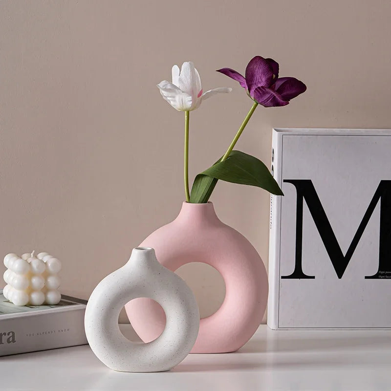 European Pink Ceramic Vase