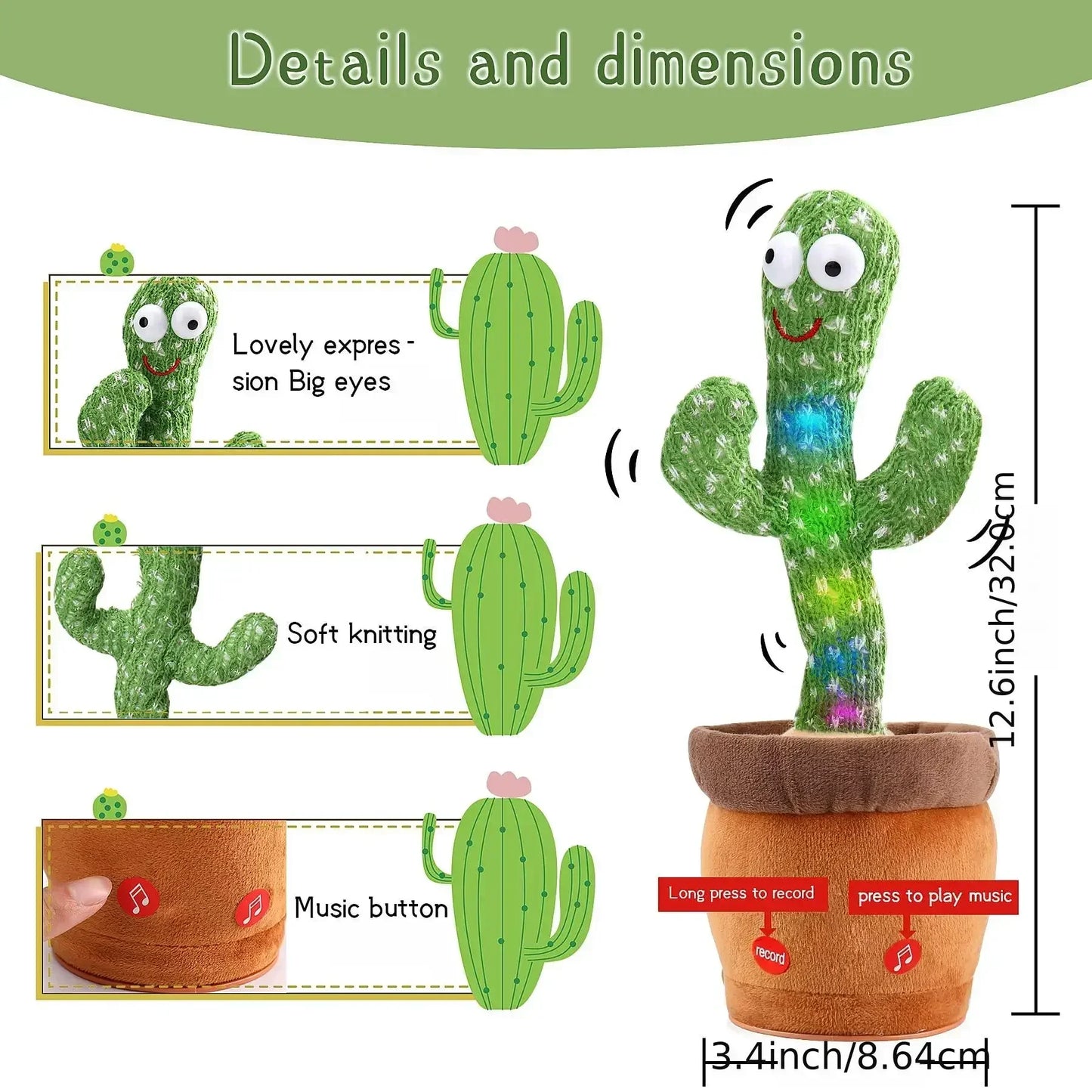 Children Xmas Gifts Dancing Talking Cactus