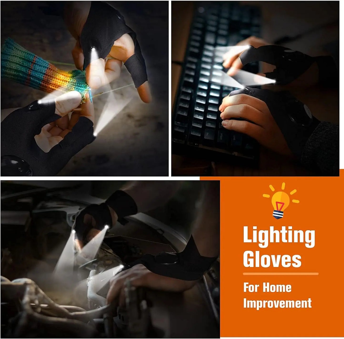 GlowGrip LED Fingerless Gloves