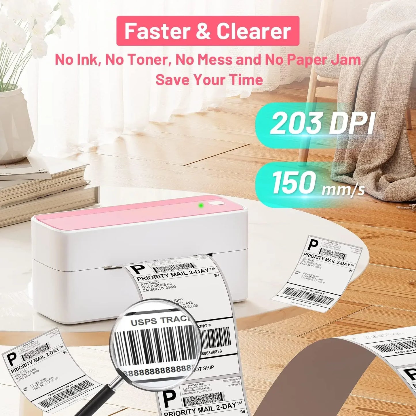 Bluetooth Thermal Label Printer Wireless - Compatible with iPhone Android Mac Window