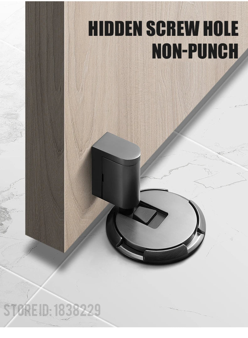 Ultimate Heavy-Duty Magnetic Door Stopper with Adjustable Hold - No-Punch Installation