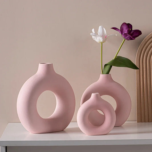 European Pink Ceramic Vase