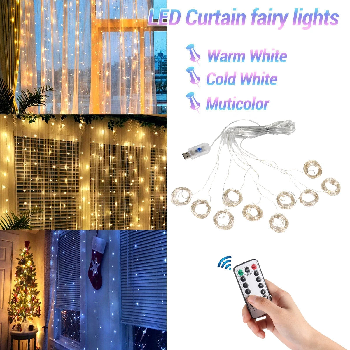 USB String Light - Curtain Light decore